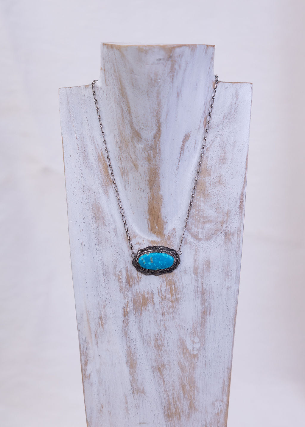 Stamped Big Stone Necklace