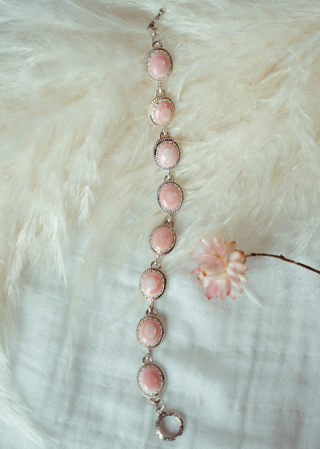 Oval Pink Conch Bracelet