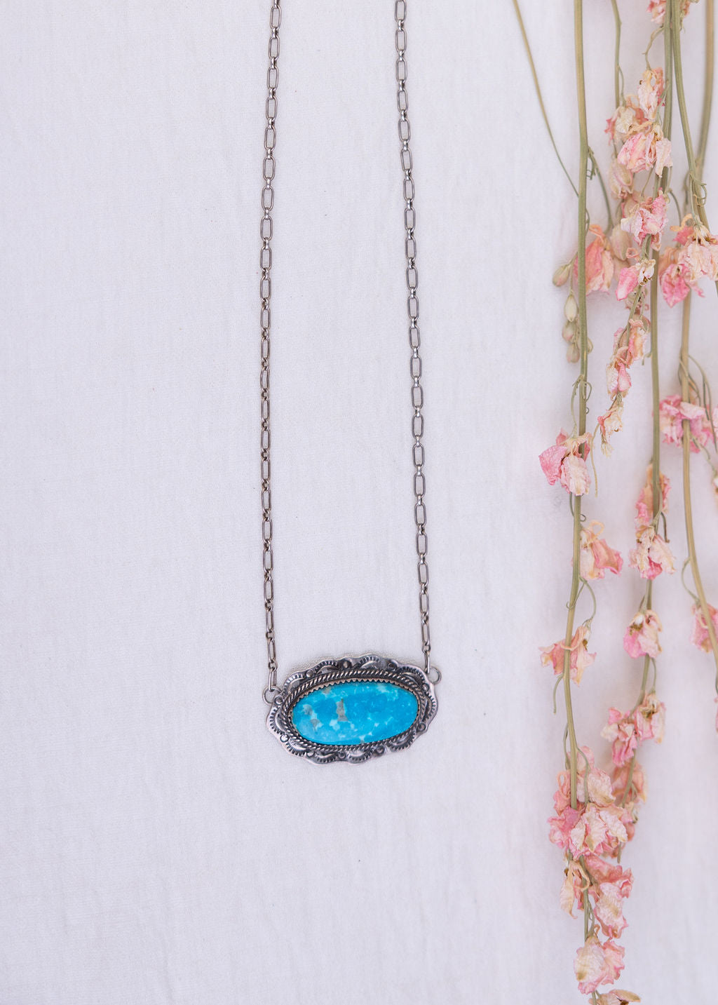 Stamped Big Stone Necklace