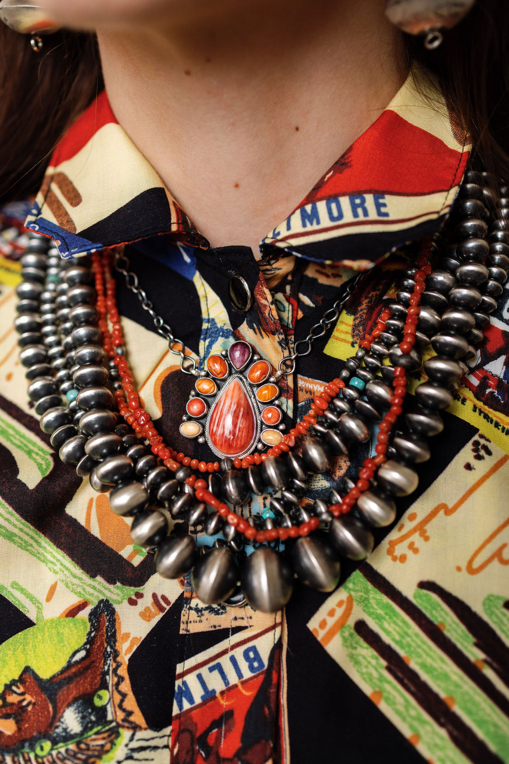 Thelma Beaded Necklaces Coral