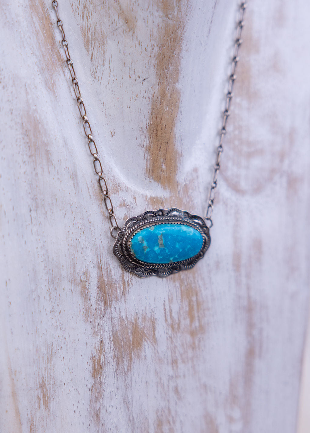 Stamped Big Stone Necklace