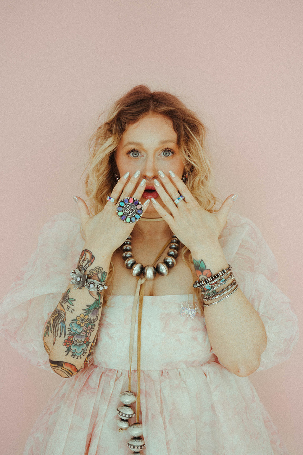 Pink - Leather Wrap Necklace