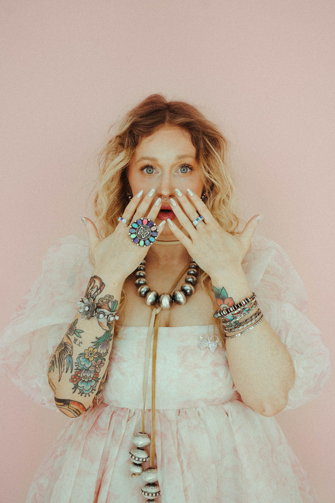 Pink - Leather Wrap Necklace