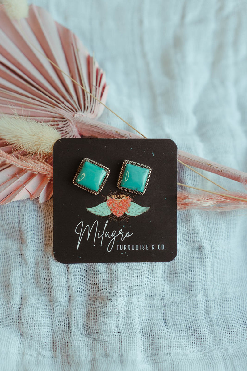 Turquoise Square Stud Earrings