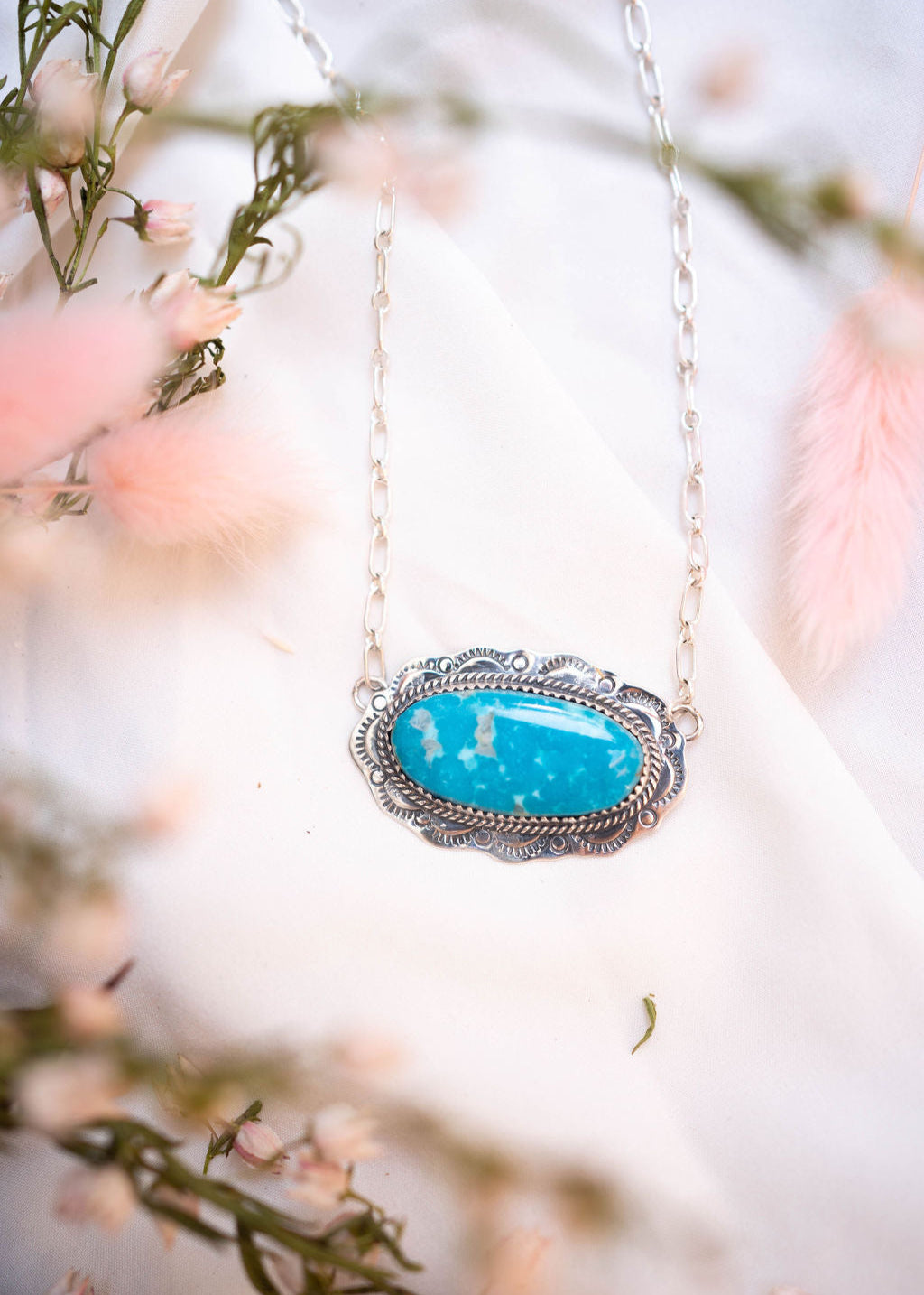 Stamped Big Stone Necklace